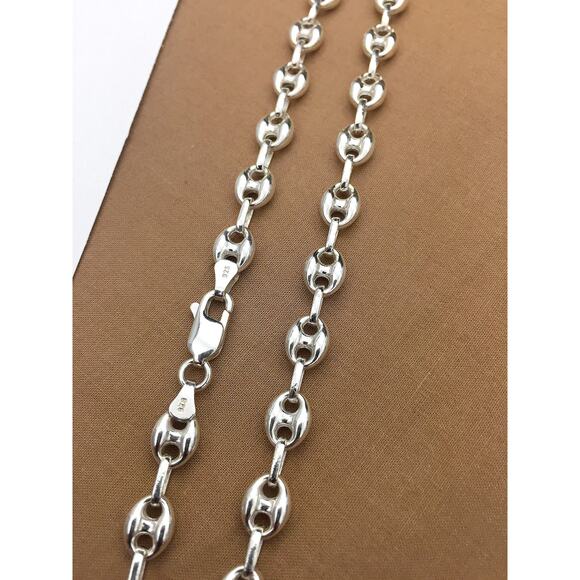 925 Sterling Silver Hollow Puffed Mariner Chain, Thick Chain, Gift for Her - Picture 2 of 3
